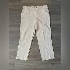 ETRO Pants Womens 46 Ivory Cotton Tapered Leg  Capri Trousers Italy Quiet Luxury